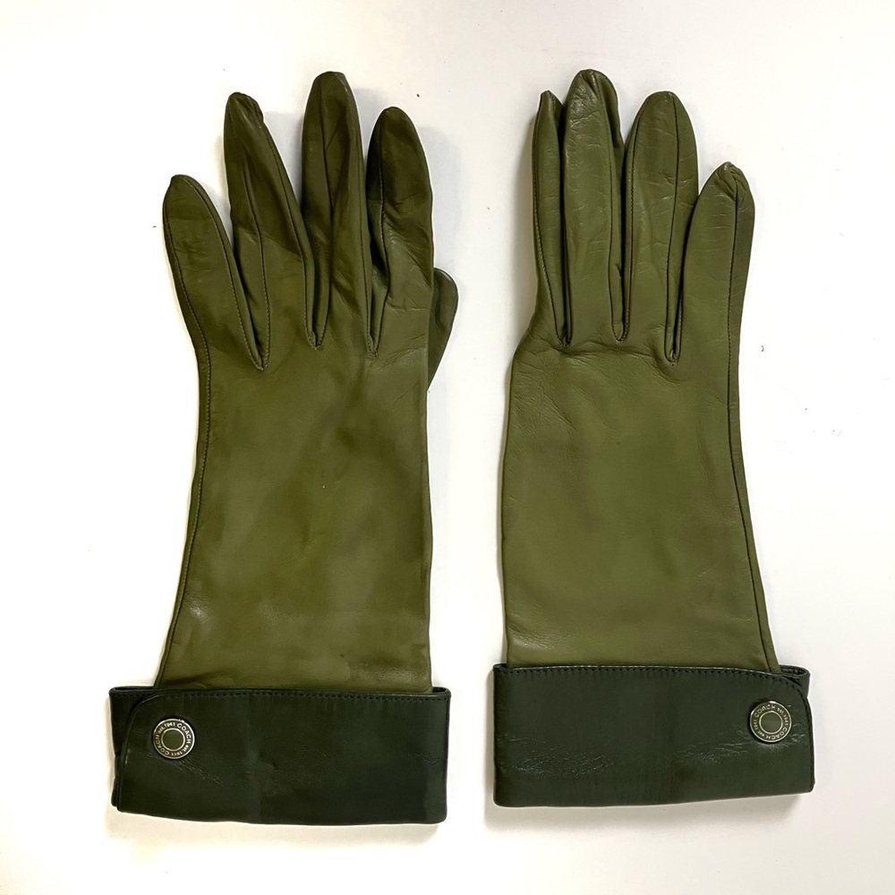 ***final price! Coach olive green leather gloves size 6.5